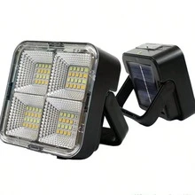 迷你太陽能 LED 燈，4 LED 便攜式手持工作燈，附磁吸固定，USB 與太陽能雙重充電，緊急、露營、停電、旅行必備 - 黑色 - 查看 1