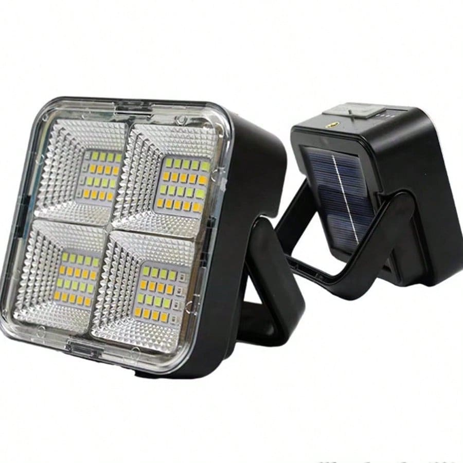 迷你太陽能 LED 燈,4 LED 便攜式手持工作燈,附磁吸固定,USB 與太陽能雙重充電,緊急、露營、停電、旅行必備 - 黑色 - 查看 1