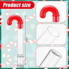 6/10/12/20pcs Large Christmas Candy Tubes, 9.8 Inches (Approx. 24.9cm) Plastic Candy Containers, Transparent Empty Candy Tubes With Red Decoration, Christmas Party Supplies, Red Fill, Holiday Fill, Candy Cane Shape, Suitable For Christmas Party - E-Red - View 3