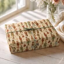 1 Roll 43*500cm Decorative Kraft Gift Wrapping Paper, Retro Red‑Green Buffalo Plaid With Golden Snowflake Print, Roll‑Shaped Holiday Wrapper For Christmas Party Gift Decoration - Roll - View 3
