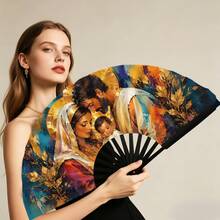 1pc Women's Handheld Fan, Vintage Pattern Design, Bright Retro Style, Lightweight And Portable, Suitable For Daily Use, Outdoor Activities And Party Occasions, Ideal Fashion Accessory - Hand Fan - View 1