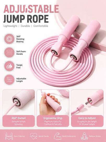 Adjustable Jump Rope With Foam Handles, Lightweight Fast Skipping Rope, Unisex Fitness Sports Equipment, Suitable For Aerobic Exercise, Boxing Training, Weight Loss, Endurance & Speed Training, Gym Accessory