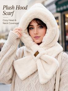 1pc Soft Thick Warm Lining Striped Knit Hat With Ear Protection, Foldable Design, Non-Elastic, Hand Washable, Cross Collar Neck Warmer Hat, Comes With Random Decorative Accessories, Fashionable Style Valentine's Day Gift - Multicolor - View 1