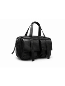 Dedoo Women PU Leather Boston Handbag,MultiFront Pockets,Double HandlesZipper Closure,Medium‑Capacity Minimalist Retro Purse For Work Travel Daily Commute - Black - View 4