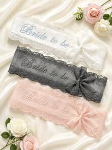 Customizable Bridal Lace Shoulder Strap, Personalized Name Text, Bridal Shower Bachelorette Party Wedding Accessory, Bridal Engagement Gift - Multicolor - View 3