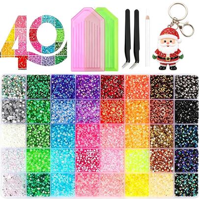 Juego de 40 compartimentos de gran capacidad de resina con strass de colores mixtos, strass brillantes de textura de gelatina transparente con parte posterior plana, combinación multicolor con colores ricos, decoración para fiesta de Halloween, decoración de caja de regalo navideño, embellecimiento de marco de fotos, paquete de material de modificación de accesorios para ropa y bolsos
