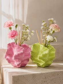 Ins Style Lotus Leaf Pattern Reed Diffuser Vase, 3D Wavy Texture Glossy Finish, Suitable For Aroma Sticks & Dried Flowers, Create Cozy Home Fragrance Corner - Ins-style Aesthetic Aroma Diffuser Bottle - View 11