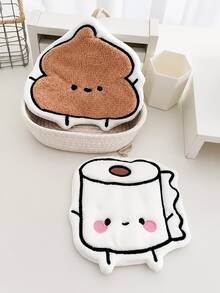 1pc Creative Poop & Toilet Paper Hanging Hand Towel, Soft Coral Fleece Absorbent Cartoon Hand Towel With Hanging Ring, Cute Japanese Style Kitchen Cloth & Bathroom Decor, Fun Practical Home Kitchen Housewarming Gift - Multiple Styles and Colors - View 11