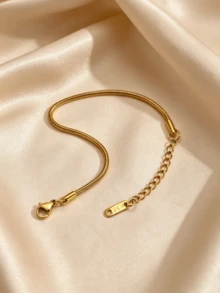 1pc Minimalist Fashion Stainless Steel Gold Snake Chain Bracelet Suitable For Women's Daily Wear - Yellow Gold - View 3