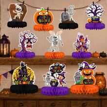 Kids Halloween Centerpiece Decorations - Scary Pumpkin Haunted House Skeleton Witch Tombstone Paper Honeycomb Party Supplies - Trick Or Treat! - Multicolor - View 2