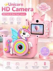 YAIUZGOO Kamera Digital Unicorn dengan Kamera Depan & Belakang Ganda, Foto HD 48MP, Video 1080P, Autofokus AF, Layar Besar, Kamera Kompak Portabel untuk Selfie, Perjalanan, Fotografi & Momen Sehari-hari - View 1