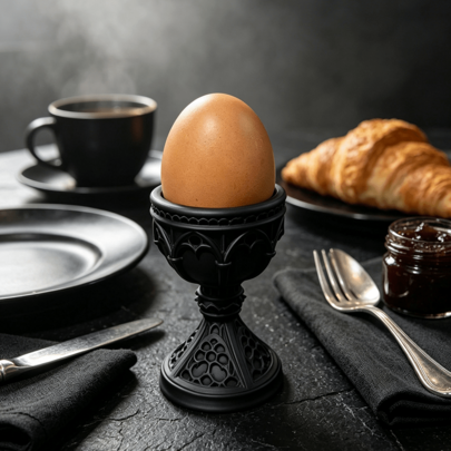 Exquisita Taza para Huevos de Estilo Gótico, Estética Oscura Vintage, Tazas para Huevos Decoración Elegante de Mesa, Artículo Creativo Personalizado, Taza para Huevos Gótica Tallada Impresa en 3D, Diseño Exquisito Tridimensional, Decoración de Mesa Estilo Oscuro Ornamento Creativo, Ornamento de Decoración del Hogar Gótico, Regalo Perfecto para Entusiastas del Estilo Gótico y Oscuro