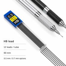 14pcs Automatic Pencil Set, Includes 2 Black And White Automatic Pencils, 1 Tube Of 12 Replacement Leads, 0.5mm/0.7mm Thick, Embossed Handle, Smooth Writing And Drawing Stationery Tool - Sets - View 2