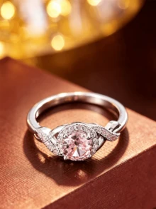 1pc French Sweet Goddess Exquisite Sparkling Engagement Ring, Cute Romantic Elegant Women's Ring, Bridal Wedding Dress Matching Accessory - Ring - View 1