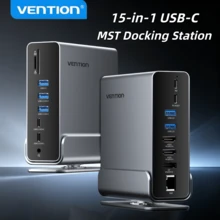 VENTION 15-in-1 Stasiun Docking USB-C Vertikal, Hub Desktop Multiport Pengisian Cepat PD 100W, Braket yang Dapat Diputar dan Dilepas, Audio OMTP & CTA, Dock Universal Paduan Aluminium untuk MacBook, Laptop Windows - View 1