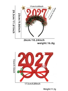6/2pcs 2027 Christmas Costume Accessory Set, Includes Star Headband And Decorative Glasses, Suitable For Christmas Decoration, Holiday Party And Atmospheric Photo Props, Applicable For Christmas, Theme Party And New Year Party - Multicolor - View 10