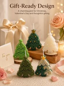 Christmas Tree Shaped Scented Candle, Holiday Christmas Decor Fragrant Candle, Cute Tree-Shaped Candle Ornament, Suitable For Holiday Table, Home Bedroom, Bookshelf Decoration, Creative Christmas Gift - Multi-color - View 9