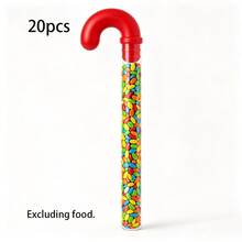 6/10/12/20pcs Large Christmas Candy Tubes, 9.8 Inches (Approx. 24.9cm) Plastic Candy Containers, Transparent Empty Candy Tubes With Red Decoration, Christmas Party Supplies, Red Fill, Holiday Fill, Candy Cane Shape, Suitable For Christmas Party - E-Red - View 12