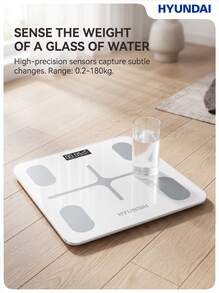 HYUNDAI HY-023 Smart Bluetooth Body Fat Scale, 0.05kg High Precision, 18 Body Metrics With App Sync, LCD Large Screen With Night Vision Display, Tempered Glass Anti-Tip Design, Essential For Family Health Management - View 1