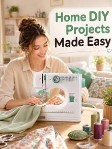 520A Portable Electric Sewing Machine, Household Double-Needle Double-Thread Automatic On-Line Multi-Function Sewing Machine, 12 Kinds Of Sewing Patterns, Adjustable Speed, With Lighting, Suitable For Family Use, - Mint Green - View 8