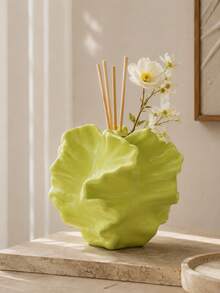 Ins Style Lotus Leaf Pattern Reed Diffuser Vase, 3D Wavy Texture Glossy Finish, Suitable For Aroma Sticks & Dried Flowers, Create Cozy Home Fragrance Corner - Ins-style Aesthetic Aroma Diffuser Bottle - View 7