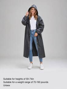 Adult Unisex Thickened EVA Reusable Raincoat With Hood And Drawstring, Long Style, Suitable For Outdoor Camping And Hiking - Multicolor - View 13