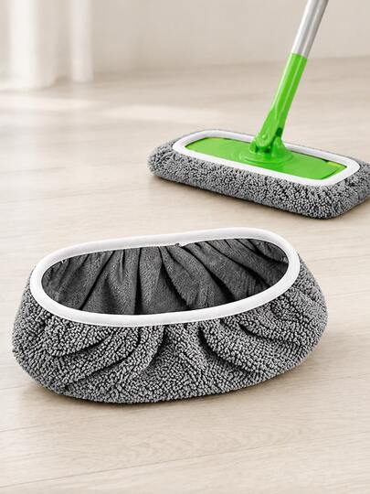 1/2/4pcs 21.5*11cm Elastic Microfiber Mop Pad Covers, Washable Reusable Flat Mop Replacement Refills, Highly Absorbent Wet & Dry Cleaning Cloths With Secure-Fit Elastic Edge For Hardwood, Tile, Laminate And Multi-Surface Floors, Mop Not Included