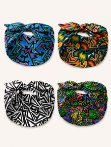 1/4pcs Bohemian Print Plaid Headband With Bow Knot Rabbit Ears For Sports Yoga - Multicolor - View 8