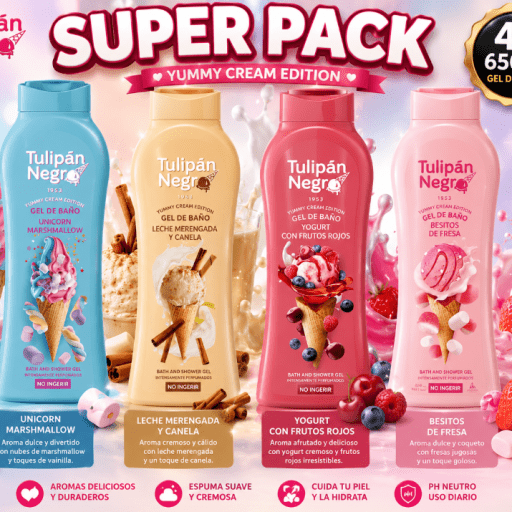 SUPER PACK Tulipán Negro Yummy 4x: Yogur, Leche, Unicorn y Besitos