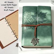 A7 Vintage Notebook With Maple Leaf Pattern, Modern Durable Notebook, Vintage Style Portable Travel Journal, Hardcover Notebook, Home, School Or Office Stationery Supplies - A7 - View 16