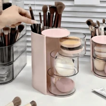 Caja de almacenamiento multifuncional de escritorio con diseño de compartimentos, adecuada para brochas de maquillaje - Multicolor - Ver 6