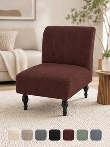 1PC Solid Color Stretch Accent Armless Chair Cover Jacquard Single Sofa Slipcover Detachable Chair Seat Protector Cover For Home Hotel - Multicolor - View 12
