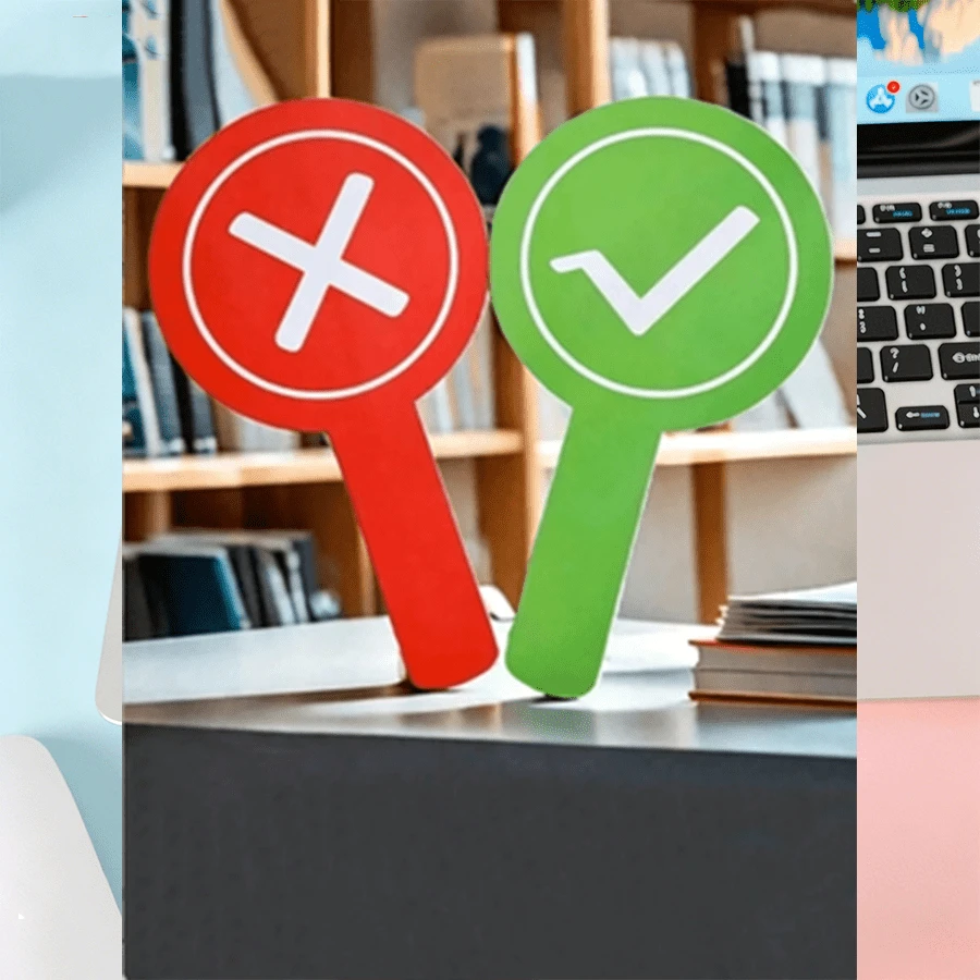 1pc/2pcs Classroom Feedback Handheld Boards, Double-Sided PVC Material, Front/Back/Up/Down/Pass/Stop/Yes/No Answer Indicators - Teaching Tool For Student Participation And Feedback (1 Design, One Side Red, One Side Green) Back To School - Multicolor - View 1