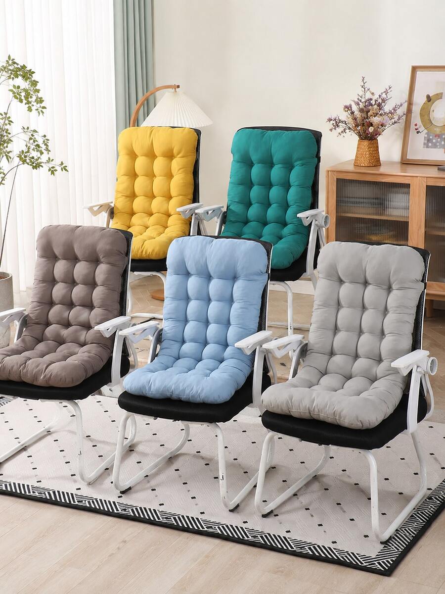 Bantal Kursi Belakang Penuh Berumbai Bahan Poliester Warna Polos, Bantalan Kursi Kantor Tebal dan Lembut dengan Tali Pengikat, Cocok untuk Kantor Rumah, Asrama, Ruang Baca, Penggunaan Sehari-hari Musim Gugur/Dingin, Liburan, Cyber Monday