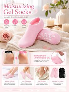 Moisturizing Silicone Gel Socks, Reusable Silicone Moisturizing Foot Socks, Designed For Women With Dry And Cracked Feet, Suitable For Foot Care, Foot Moisturizing, Foot Protection Shoe Covers, Easy To Clean, Lightweight Design, Relieve Heel Cracking, Soften Rough Skin, Calluses, Remove Dead Skin, Effective Foot Care, Best Christmas Gift For Women - Multiple Styles - View 2