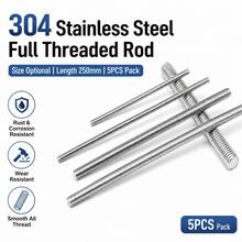 5PCS Stainless Steel Threaded Rod, 304 Grade All Thread Stud Bar M3 M4 M5 M6 M8, 250mm Fully Threaded Rod For DIY Hardware And Repair - Stainless Steel Threaded Rod - View 1