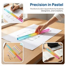 1/2 cái thước kẻ màu gradient, công cụ vẽ hình học khối lập phương 2 trong 1, bộ văn phòng phẩm học toán, dụng cụ vẽ và đo lường, hỗ trợ dạy toán, thước 3D acrylic đa năng, đồ dùng thiết yếu tựu trường - Thước kẻ 3D màu chuyển sắc - Xem 4