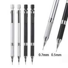14pcs Automatic Pencil Set, Includes 2 Black And White Automatic Pencils, 1 Tube Of 12 Replacement Leads, 0.5mm/0.7mm Thick, Embossed Handle, Smooth Writing And Drawing Stationery Tool - Sets - View 1