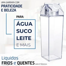 Garrafa Acrilico Plástico 500ml Suco Leite Agua Chá Geladeira - Transparente - Visão 4