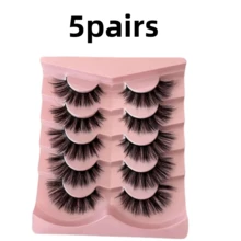 5 Pairs Classic Russian Volume Eyelash Extensions, Cat Eye Shape, Mink Fur Material, Natural D Curl, Fluffy False Eyelashes, Fake Eyelashes - Black - View 9