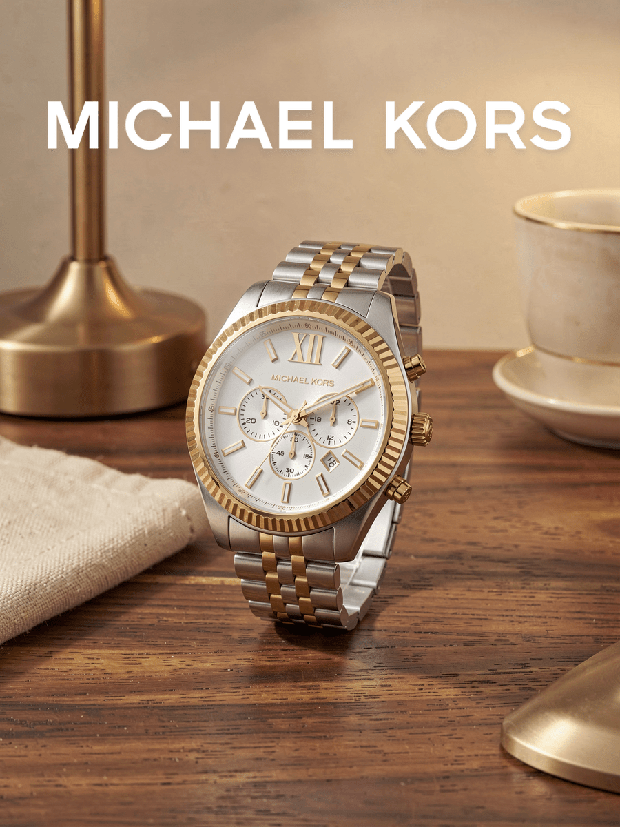 男士多功能石英手錶，雙色鋼鍊帶，金色溝槽錶圈，羅馬數字小盤，商務會議、週年紀念、生日禮物 - 均碼 - 查看 6