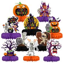 Kids Halloween Centerpiece Decorations - Scary Pumpkin Haunted House Skeleton Witch Tombstone Paper Honeycomb Party Supplies - Trick Or Treat! - Multicolor - View 3