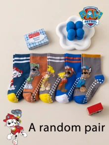 1/5/10 Pairs Paw Patrol Kids Socks, Colorful Fun Striped Puppy Pattern, Silicone Non-Slip Mid-Calf Floor Socks - Multicolor - View 17