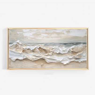 1pc Modern 3D Embossed Texture Wall Art Poster, Large Size 3D Textured Wall Decor, Minimalist Wabi-Sabi Style Painting, Neutral Beige Abstract Textured Art, Abstract Coastal Style Oil Painting Style, Framed Or Unframed, Suitable For Home, Apartment, Hotel And Other Space Decoration, Ideal Housewarming, Apartment Decor, Hotel Decor Gift
