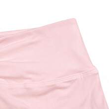 Women's Solid Color 2 Pieces Shorts Set, Long Sleeve Ruched Square Neck Cropped Top, Dating And Vacation Elegant Pink - Pink - View 7