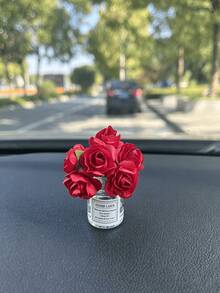 Exquisite Craftsmanship Mini Rose Car Interior Ornament - Pink Rose Car Dashboard Decoration - A - View 4