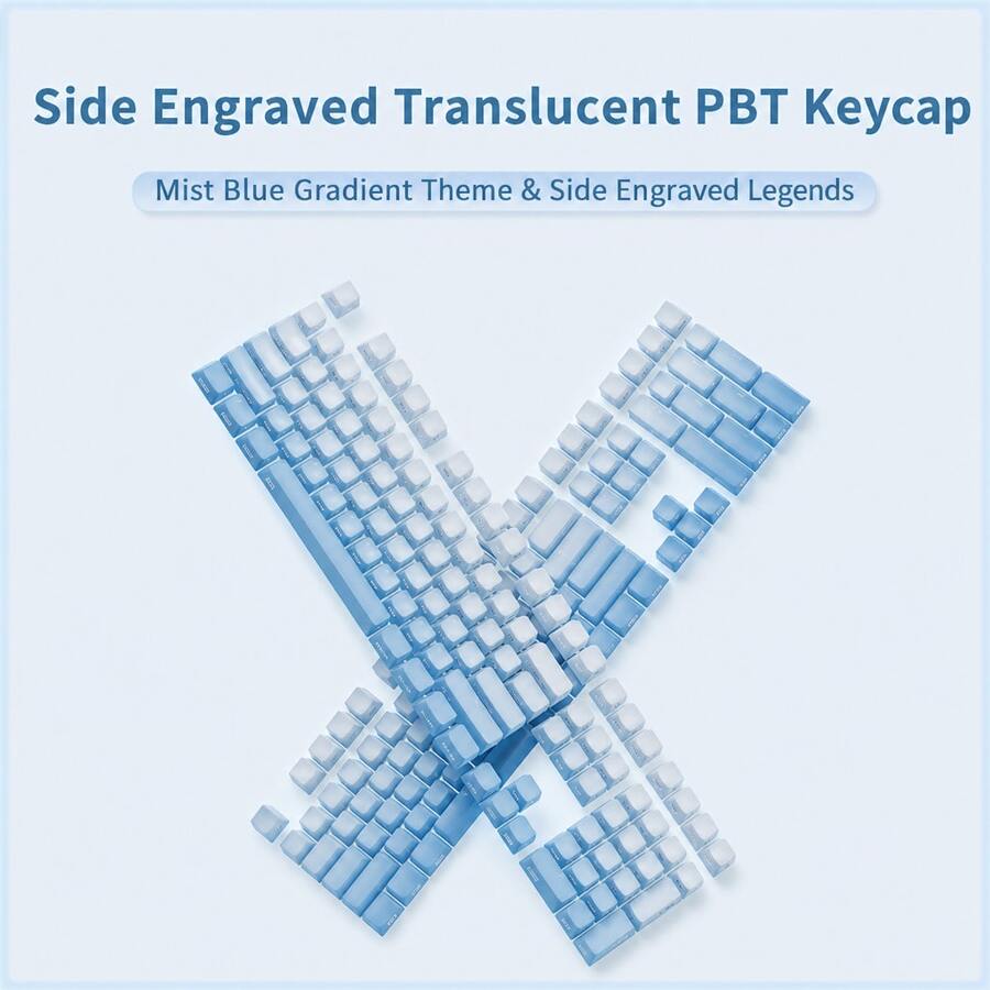OEM Backlit Keycaps -104 Keys - Double Ray PBT Material - Minimalist Style, 61/64/68/84/87/96/98/100/104 Mechanical Keyboard, Gaming Keyboard Accessories, Gradient Backlight Effect, Durable PBT Material, Mechanical Keyboard Keycaps - View 1