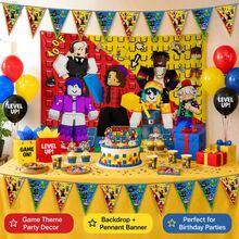 Roblox 11件套游戏主题生日派对装饰，包含旗帜横幅背景幕布，全套组合，创意趣味游戏风格场景装饰，适合室内外使用，儿童生日派对、节日庆典必备套装 - Roblo boy Flag 背景布 - 查看 2