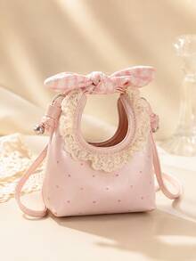 XD Fashionable Mini Bow Knot Square Bag, Made Of PU Material With Snap Closure Design, Suitable For Children's Daily Use, Party, Shopping And Other Occasions, Fashionable Chain Shoulder Strap, Square Bag Shape Design Exquisite And Compact, Essential Fashion Item - Multicolor - View 4