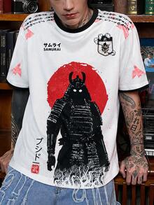 New Japanese Autumn Style Men's Soccer Jersey & Lightweight Soft Japanese Samurai Design Short Sleeve & Match, Casual, Gift - White - View 7